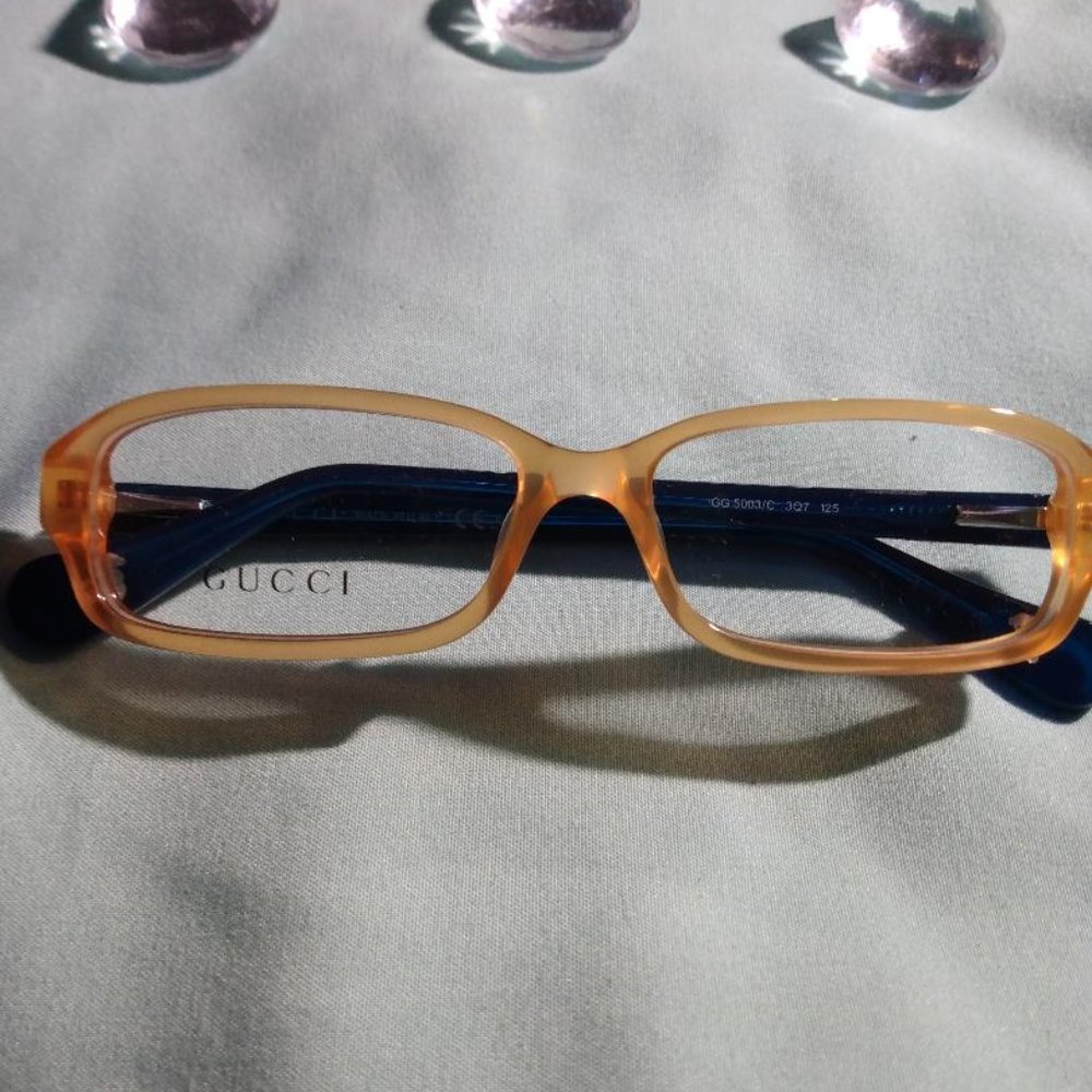 Gucci Children's Unisex Eyeglasses in Orange & Blue with Bear on the side